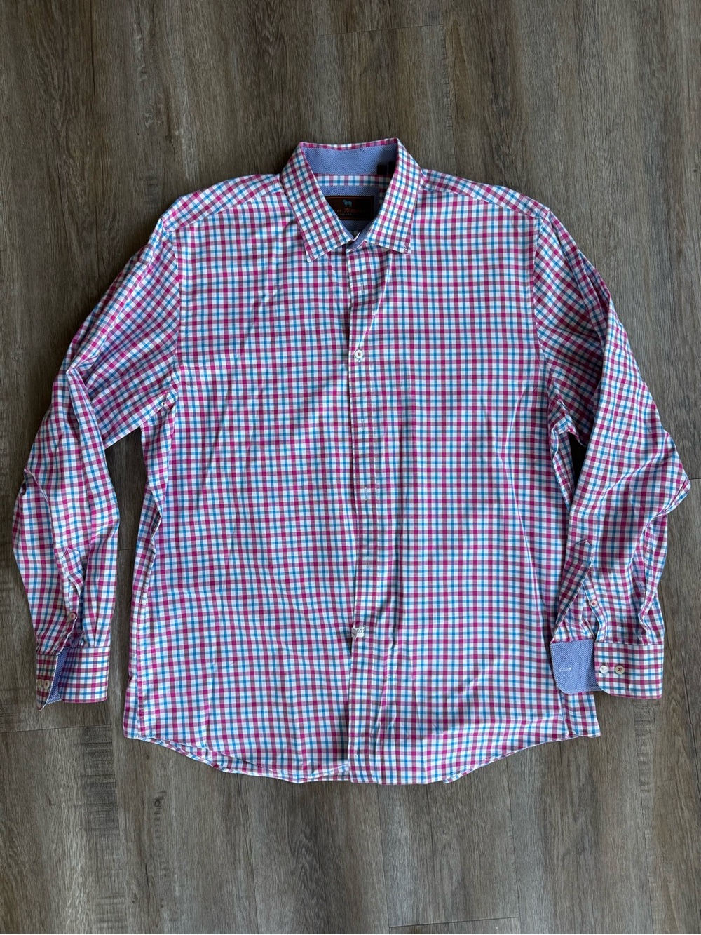 Men's Red and Blue Checked Dress Shirt - Classic Button-Up